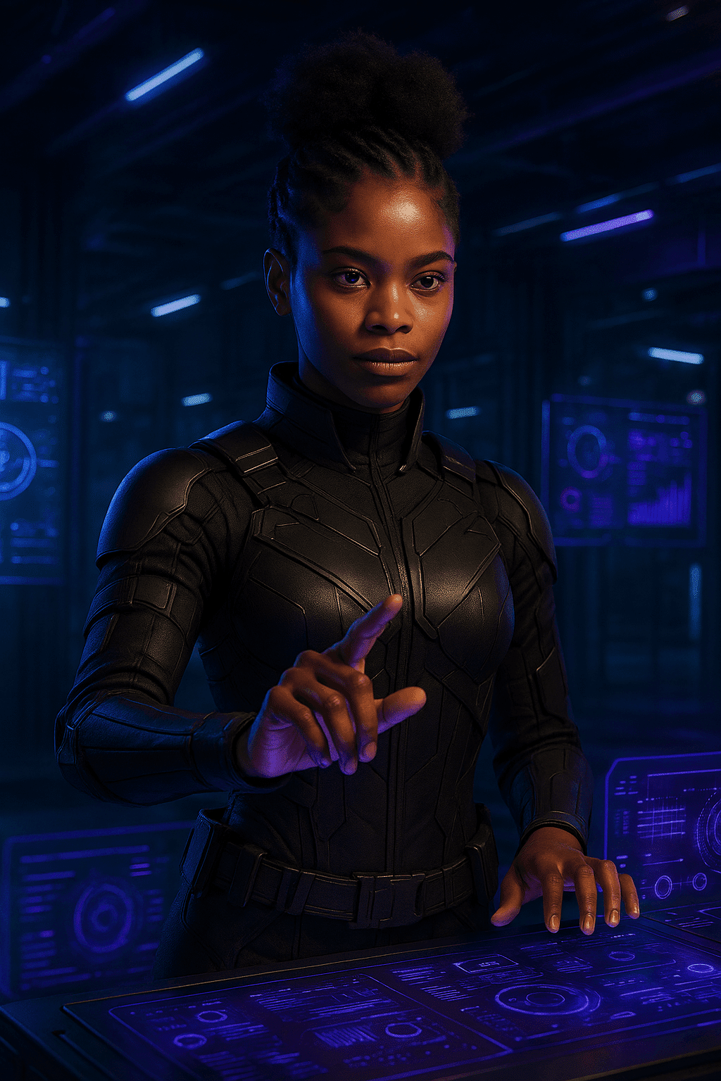 Shuri dans son laboratoire – Transmission et excellence Visuel représentant une femme dans un centre technologique, incarnant la transmission de compétences et l’excellence industrielle. Image utilisée pour illustrer l’article du CEIG sur les formations professionnelles reconnues.